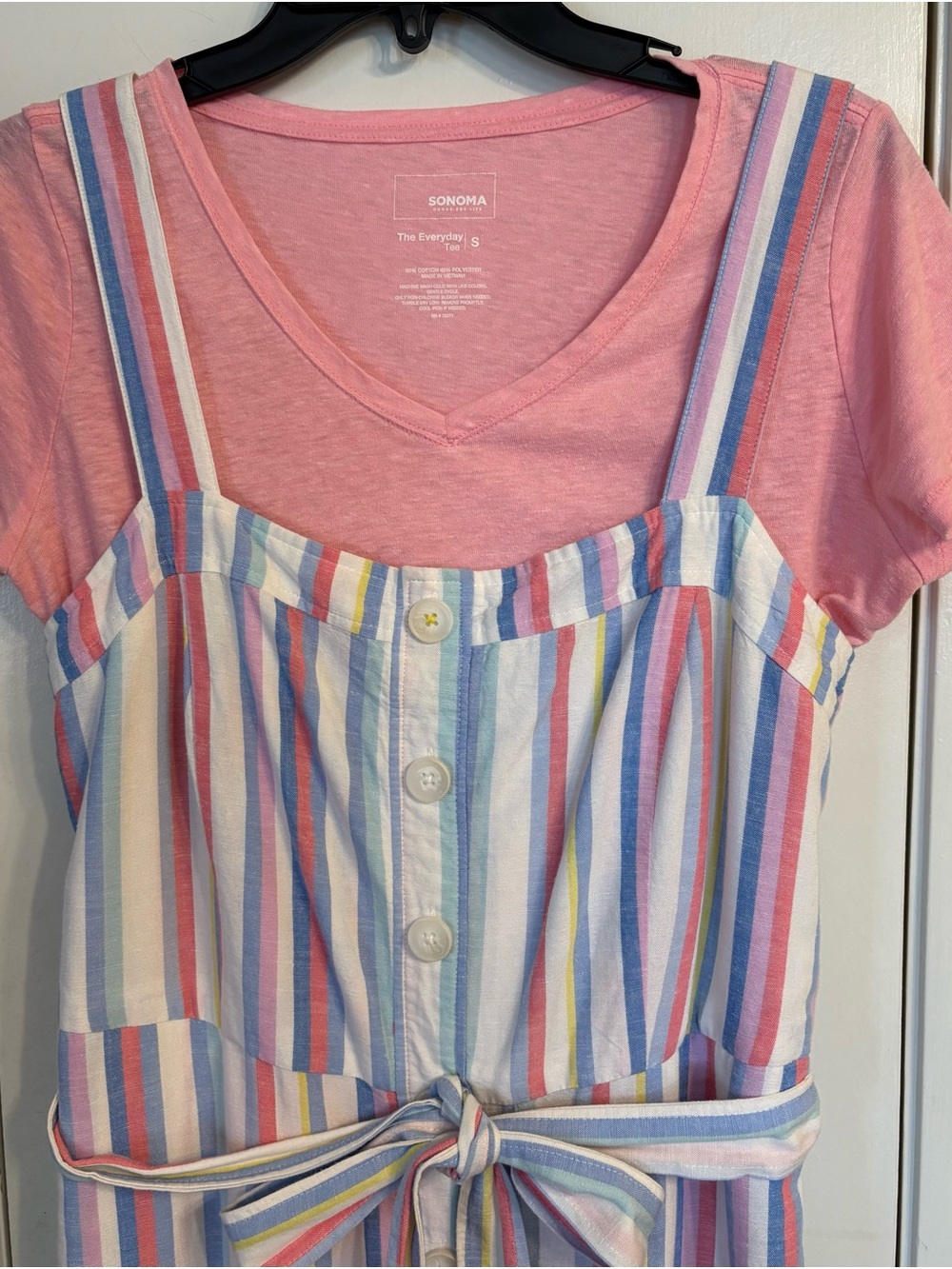 Joules Multicolor Stripe Button-Front Sundress with Tie Belt